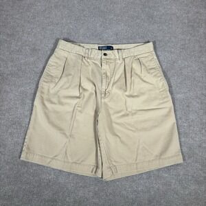 Vintage Polo Ralph Lauren Tyler Shorts Men's 32 Pleated Beige Khaki Chino Pony